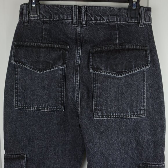 New Frame High Rise Utility Straight Leg Cargo Jeans in Black Astray size 25 - Picture 10 of 15